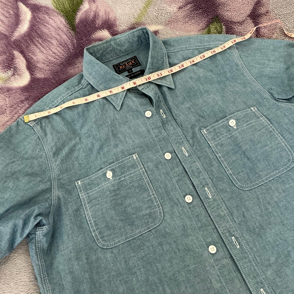 Beams Plus Work Chambray Overshirt Light Blue - Picture 16 of 16